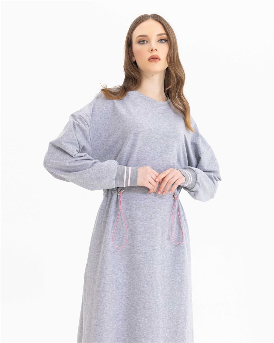 SCL SIRTI SLOGAN DETAYLI SWEATSHIRT ELBİSE