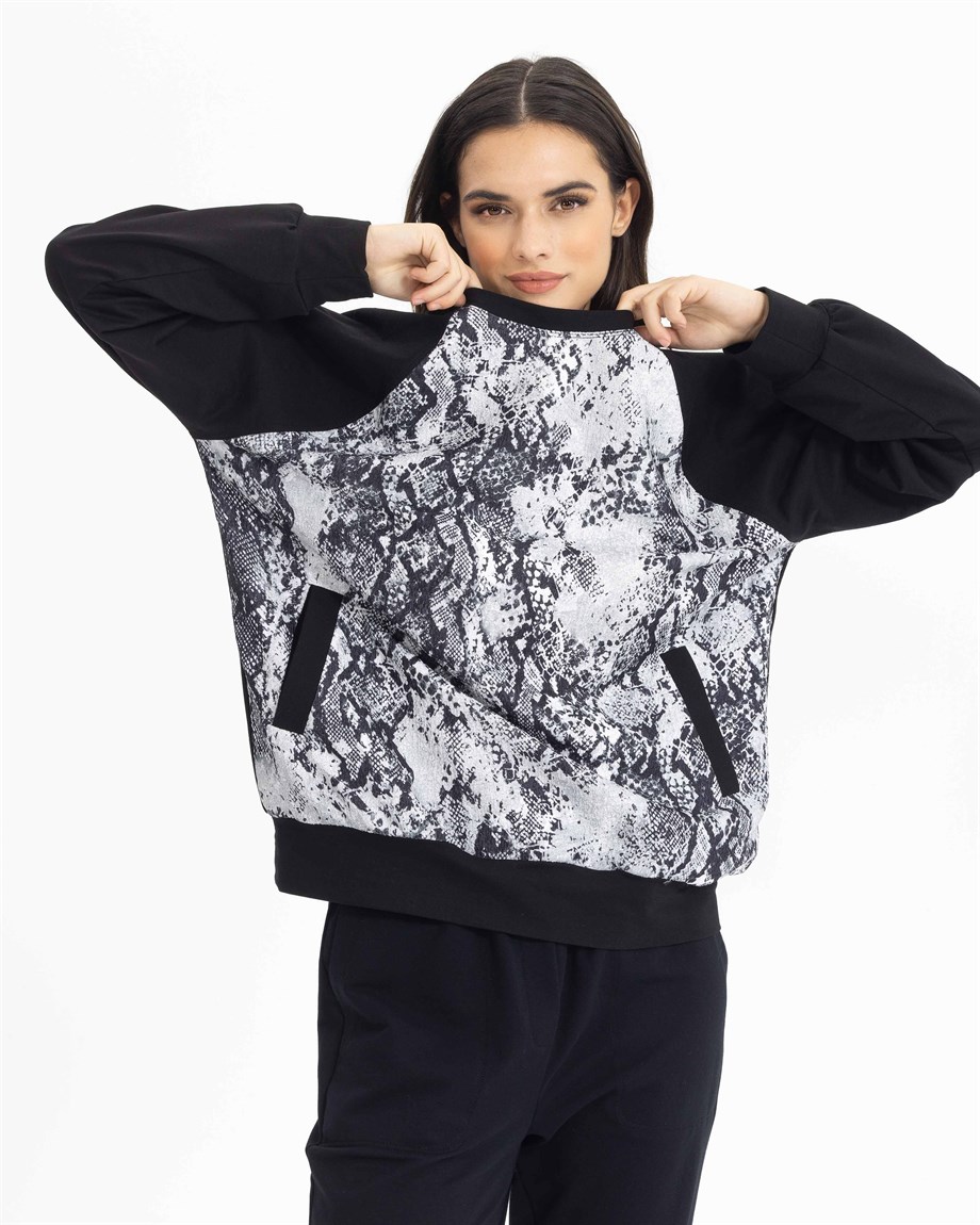 SEÇİL YILAN DERİSİ DESENLİ SWEATSHIRT