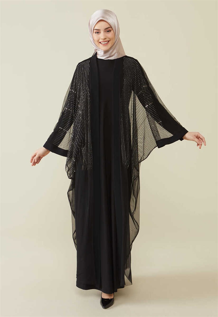 Taş İşleme Detaylı Abaya