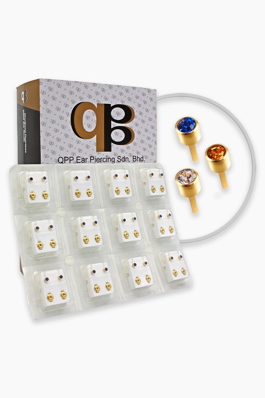 QPP Kulak Delme Küpesi 12 Çift Sarıya Karışık