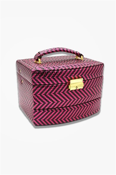 Çizgi Desenli Takı Ve Mücevher Çantası