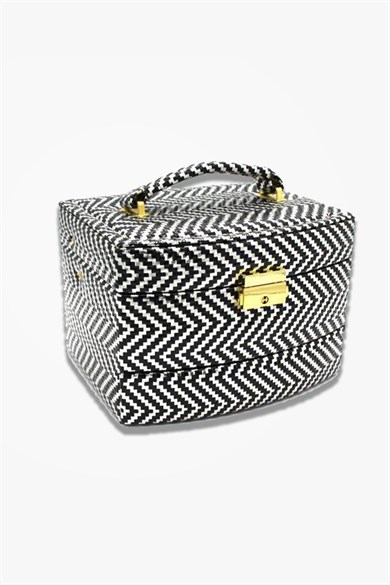Çizgi Desenli Takı Ve Mücevher Çantası