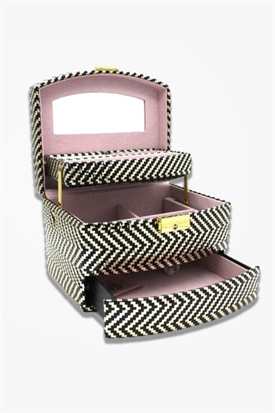 Çizgi Desenli Takı Ve Mücevher Çantası