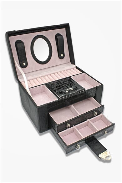 Kemerli Deri Desenli Takı Çantası