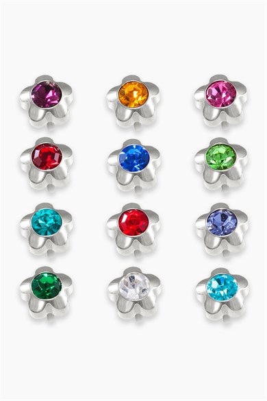 QPP Kulak Delme Küpesi 12 Çift Büyük Beyaz Flower Karışık