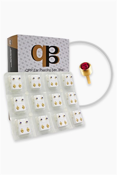 QPP Kulak Delme Küpesi 12 Çift Sarıya Kırmızı