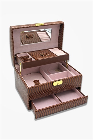 Yılan Desenli Takı Ve Mücevher Çantası