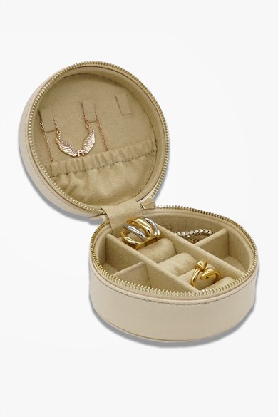 Yuvarlak Deri Takı Ve Mücevher Çantası