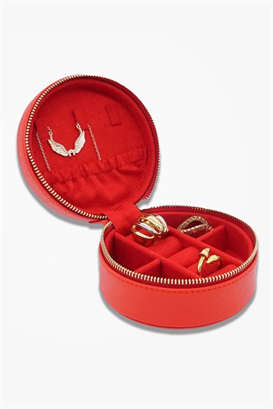 Yuvarlak Deri Takı Ve Mücevher Çantası