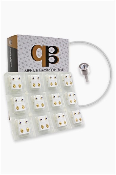 QPP Kulak Delme Küpesi 12 Çift Beyaz Minik Taş