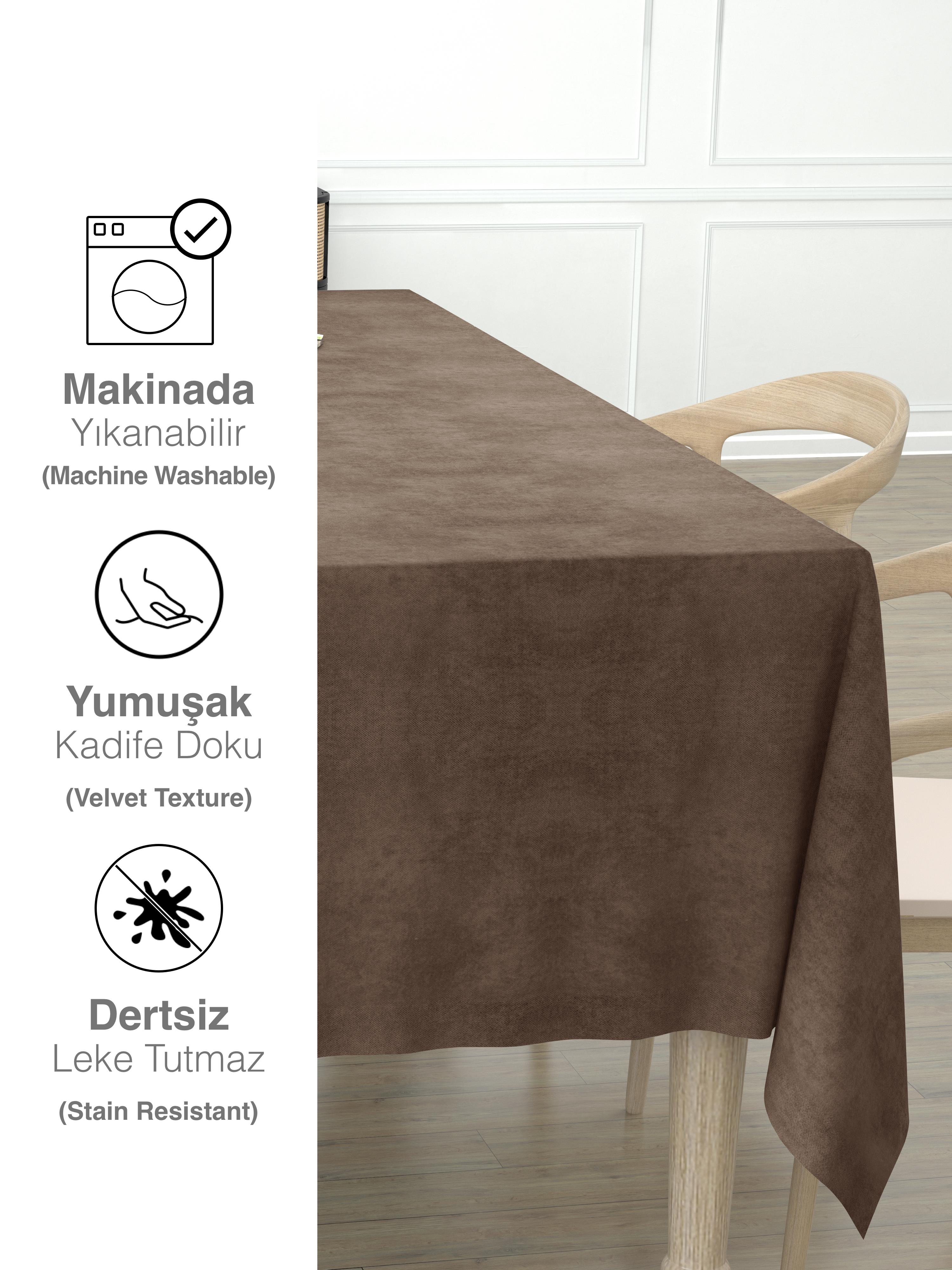Daily Series Kadife Dokulu Antik Renk Masa Örtüsü