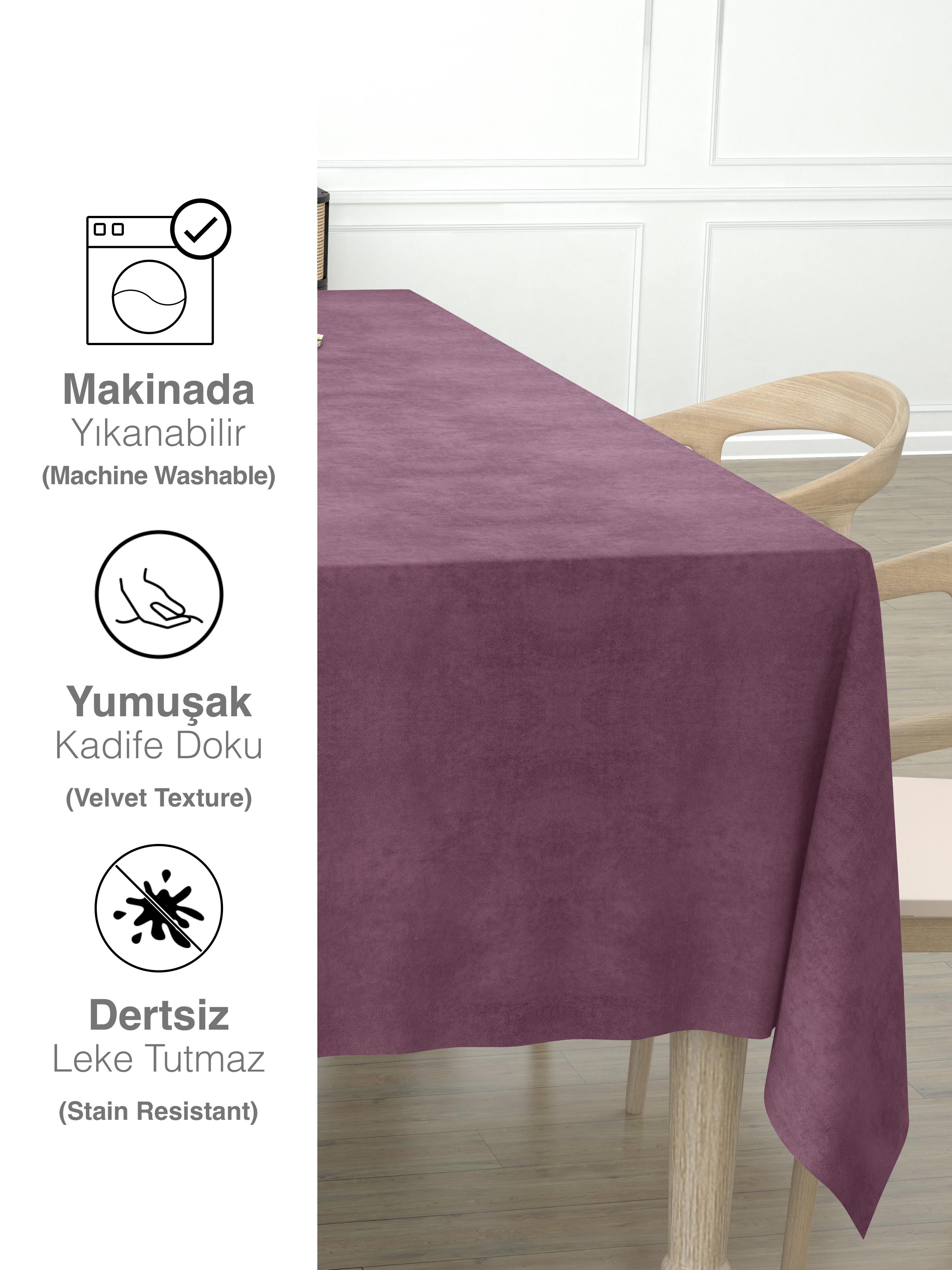 Daily Series Kadife Dokulu Gül Kurusu Rengi Masa Örtüsü