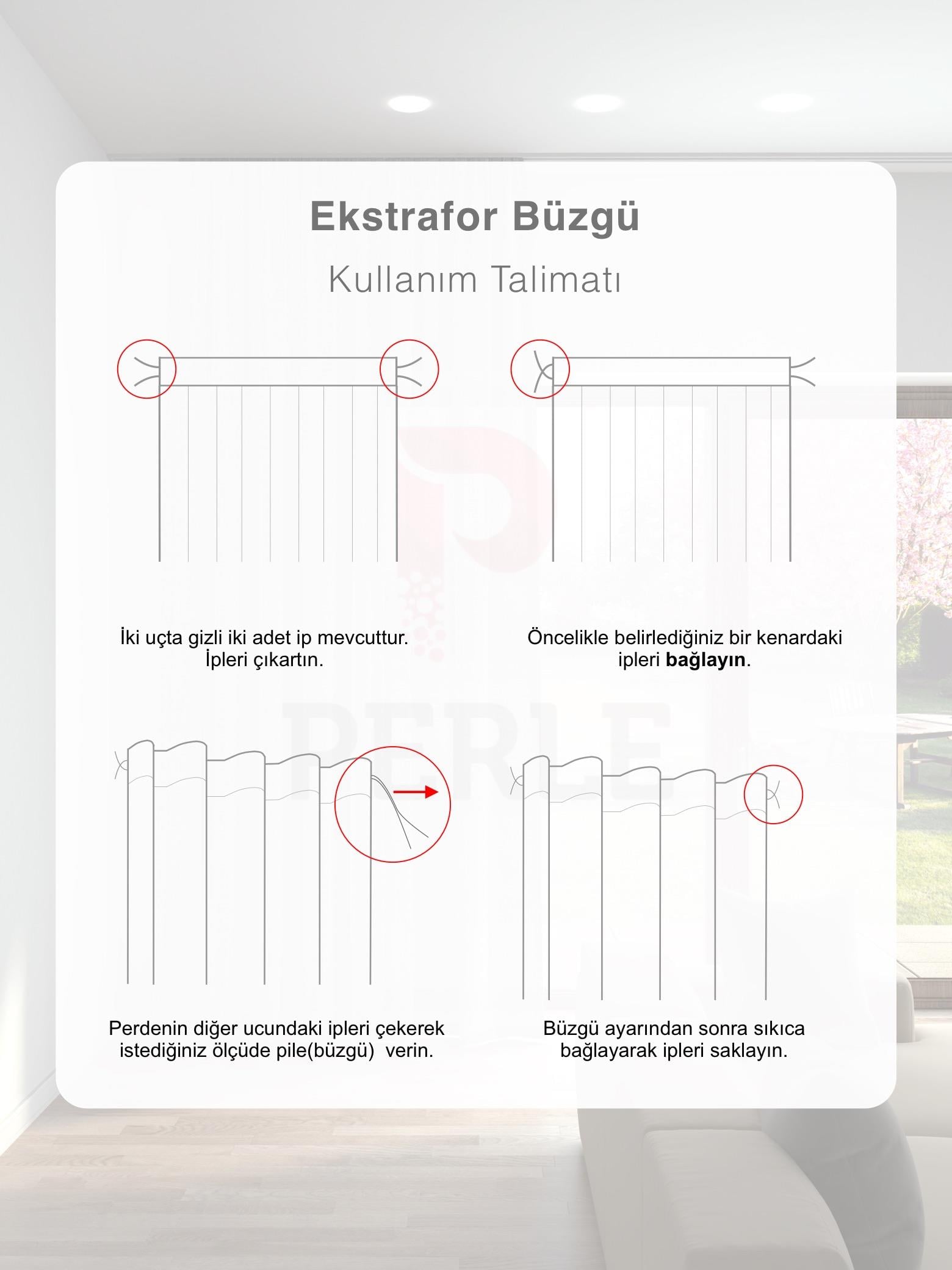 Ekru Renk Keten Görünümlü Düz Tül Perde Ütü Istemez