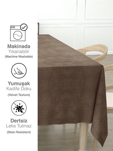 Daily Series Kadife Dokulu Antik Renk Masa Örtüsü
