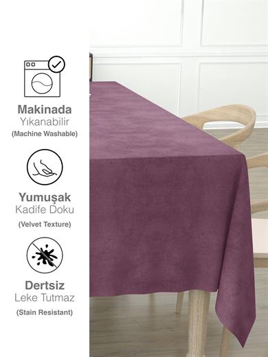 Daily Series Kadife Dokulu Gül Kurusu Rengi Masa Örtüsü