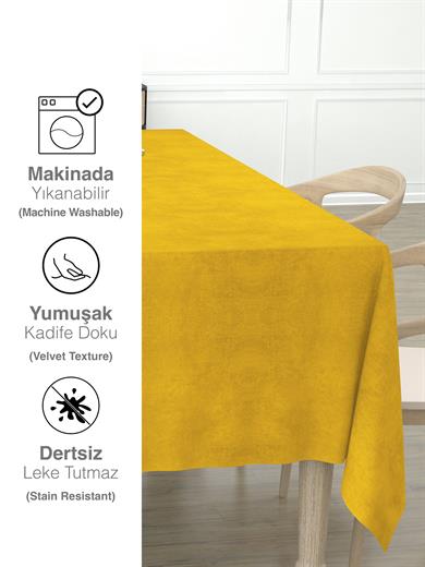 Daily Series Kadife Dokulu Güneş Sarısı Rengi Masa Örtüsü