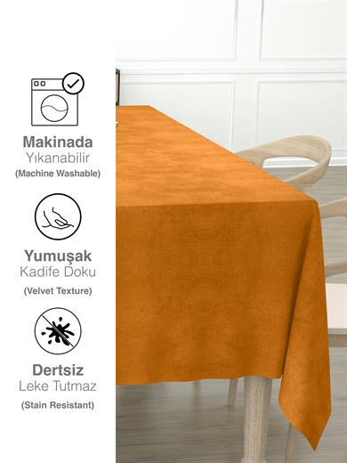 Daily Series Kadife Dokulu Mandalina Rengi Masa Örtüsü