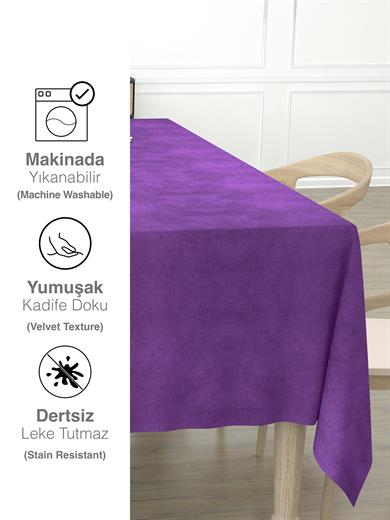 Daily Series Kadife Dokulu Menekşe Moru Masa Örtüsü