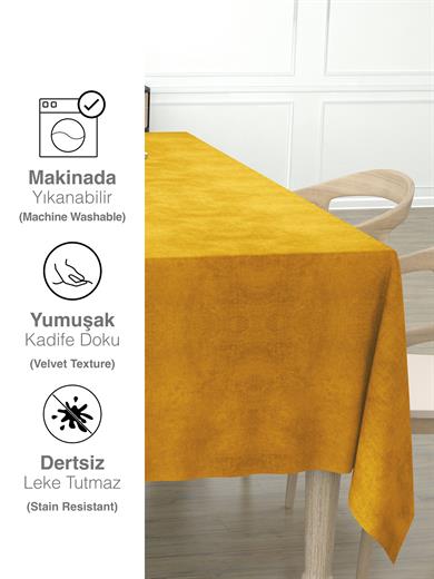 Daily Series Kadife Dokulu Safran Rengi Masa Örtüsü