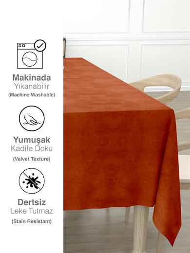 Daily Series Kadife Dokulu Tarçın Rengi Masa Örtüsü