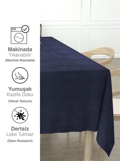 Daily Series Kadife Dokulu Uzay Mavisi Masa Örtüsü