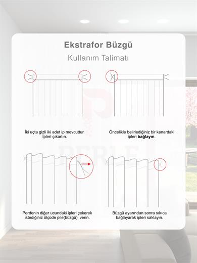 Ekru Renk Keten Görünümlü Düz Tül Perde Ütü Istemez
