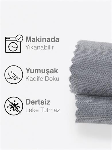 Kadife Dokulu Açık Gri Renk Daily Series Runner 40 X 140