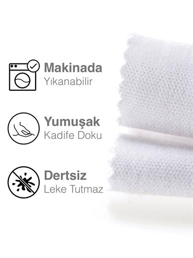 Kadife Dokulu Beyaz Renk Daily Series Runner 40 X 140
