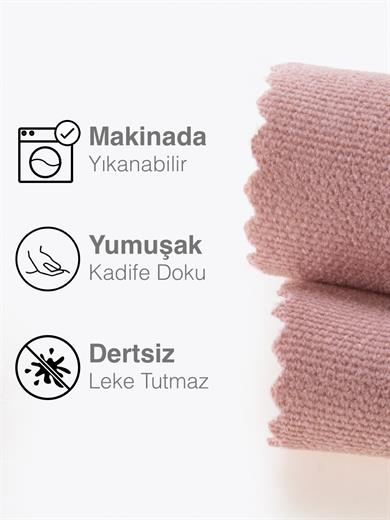 Kadife Dokulu Buğulu Gül Rengi Daily Series Runner 40 X 140