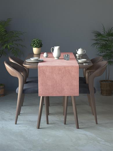 Kadife Dokulu Buğulu Gül Rengi Daily Series Runner 40 X 140
