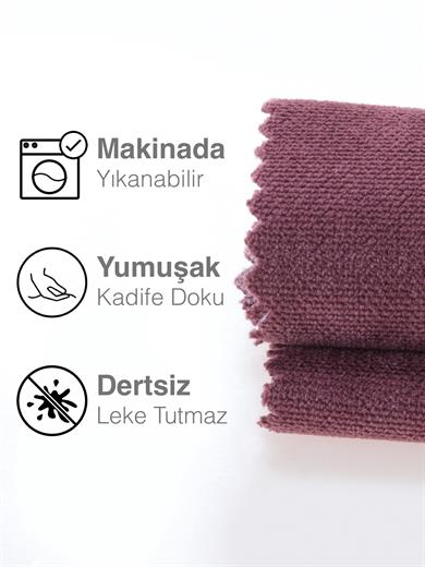 Kadife Dokulu Gül Kurusu Rengi Daily Series Runner 40 X 140