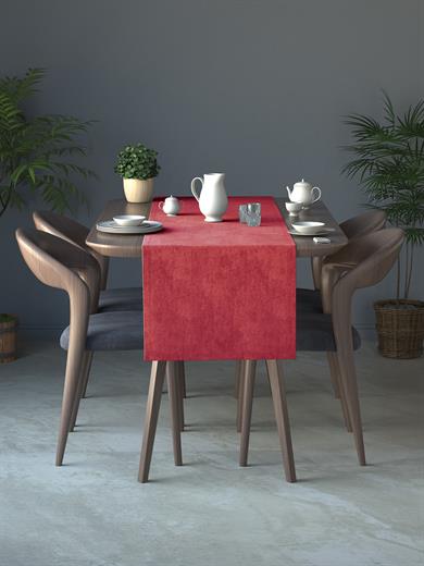 Kadife Dokulu Kırmızı Renk Yıl Başı Temalı Runner Daily Series 40 X 140