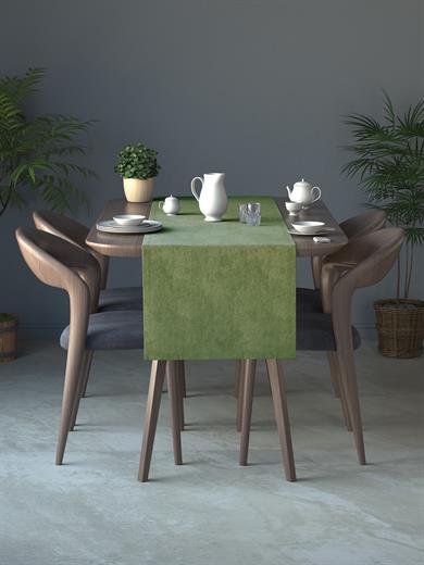 Kadife Dokulu Zeytin Yaprağı Rengi Daily Series Runner 40 X 140
