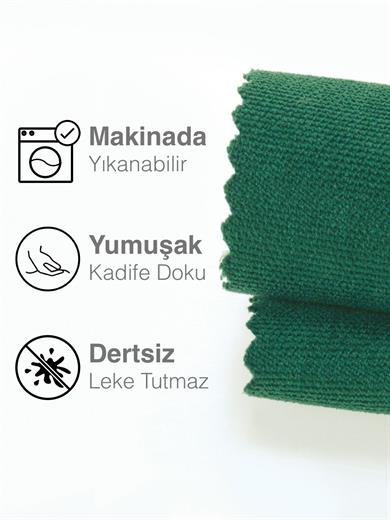 Kadife Dokulu Zümrüt Yeşili Rengi Daily Series Runner 40 X 140