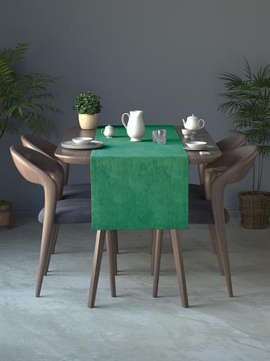Kadife Dokulu Zümrüt Yeşili Rengi Daily Series Runner 40 X 140