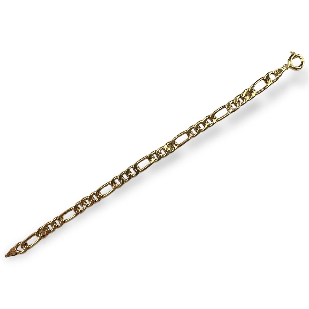 14 Ayar Altın Figaro İçiboş İtalyan Bileklik 