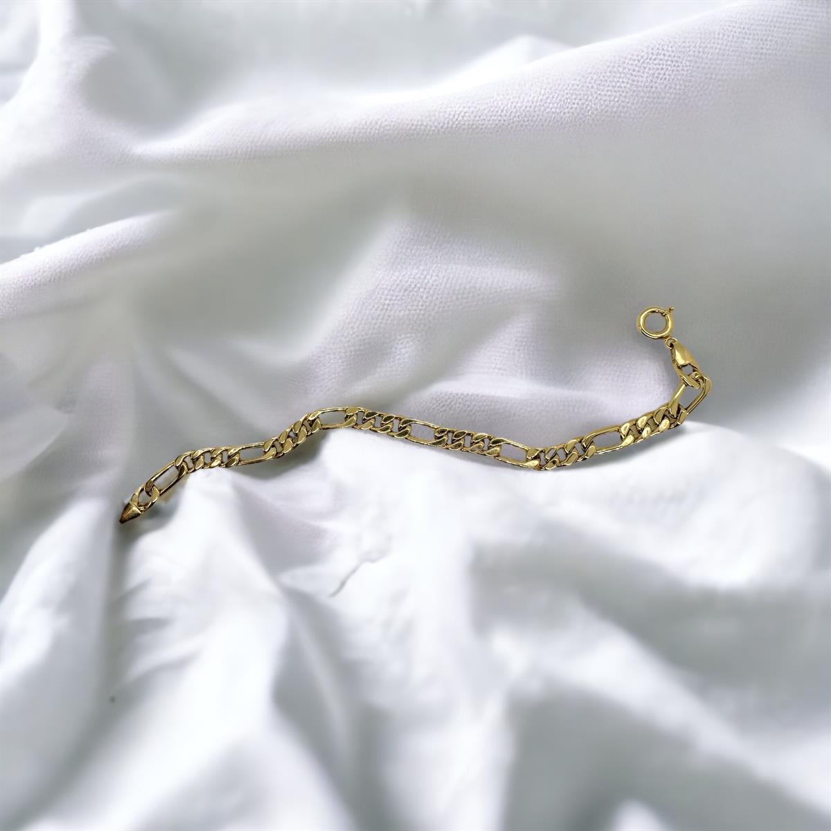 14 Ayar Altın Figaro İçiboş İtalyan Bileklik 