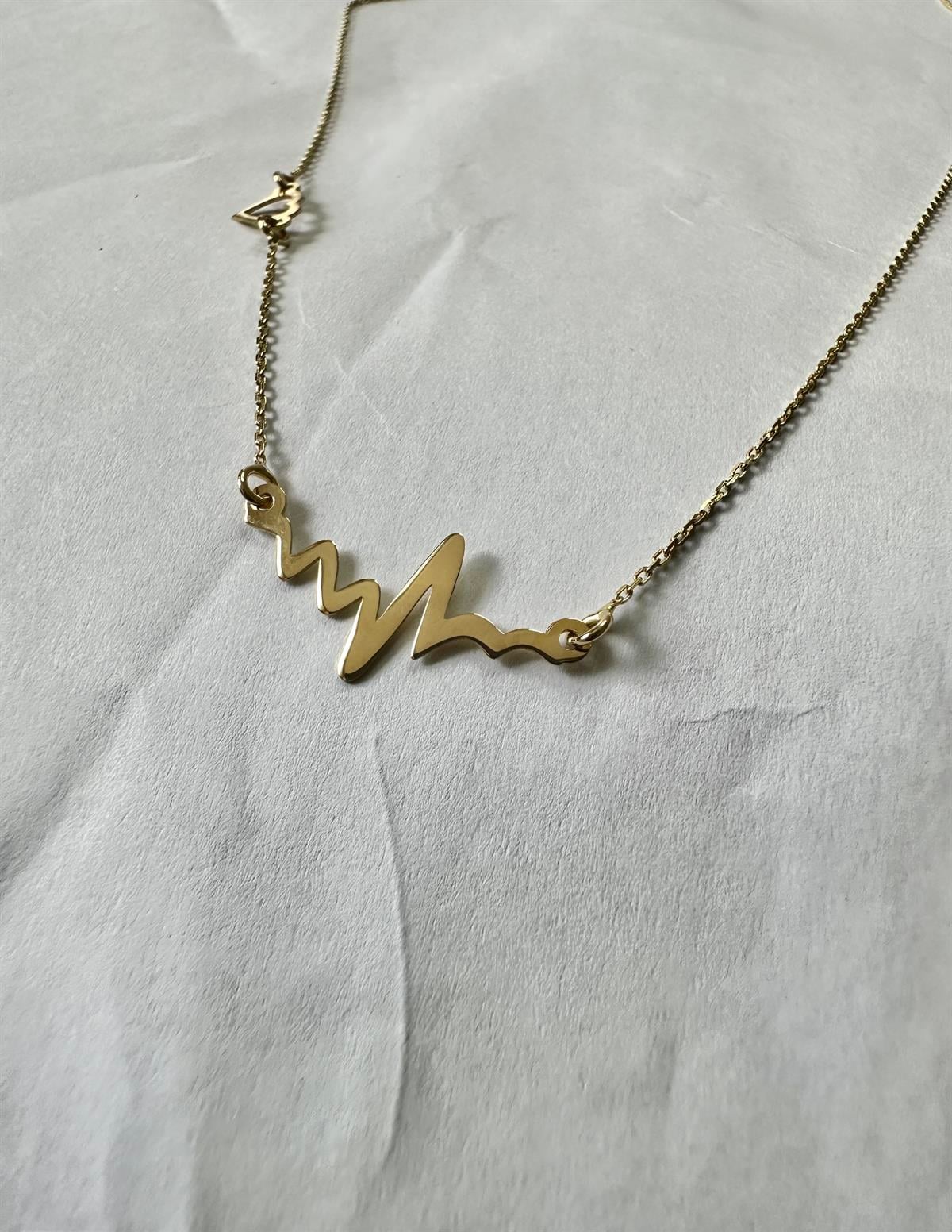 14 Ayar Altın Kalp Ritmi Kolye 