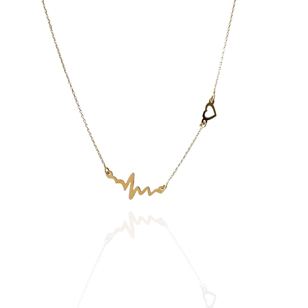 14 Ayar Altın Kalp Ritmi Kolye 