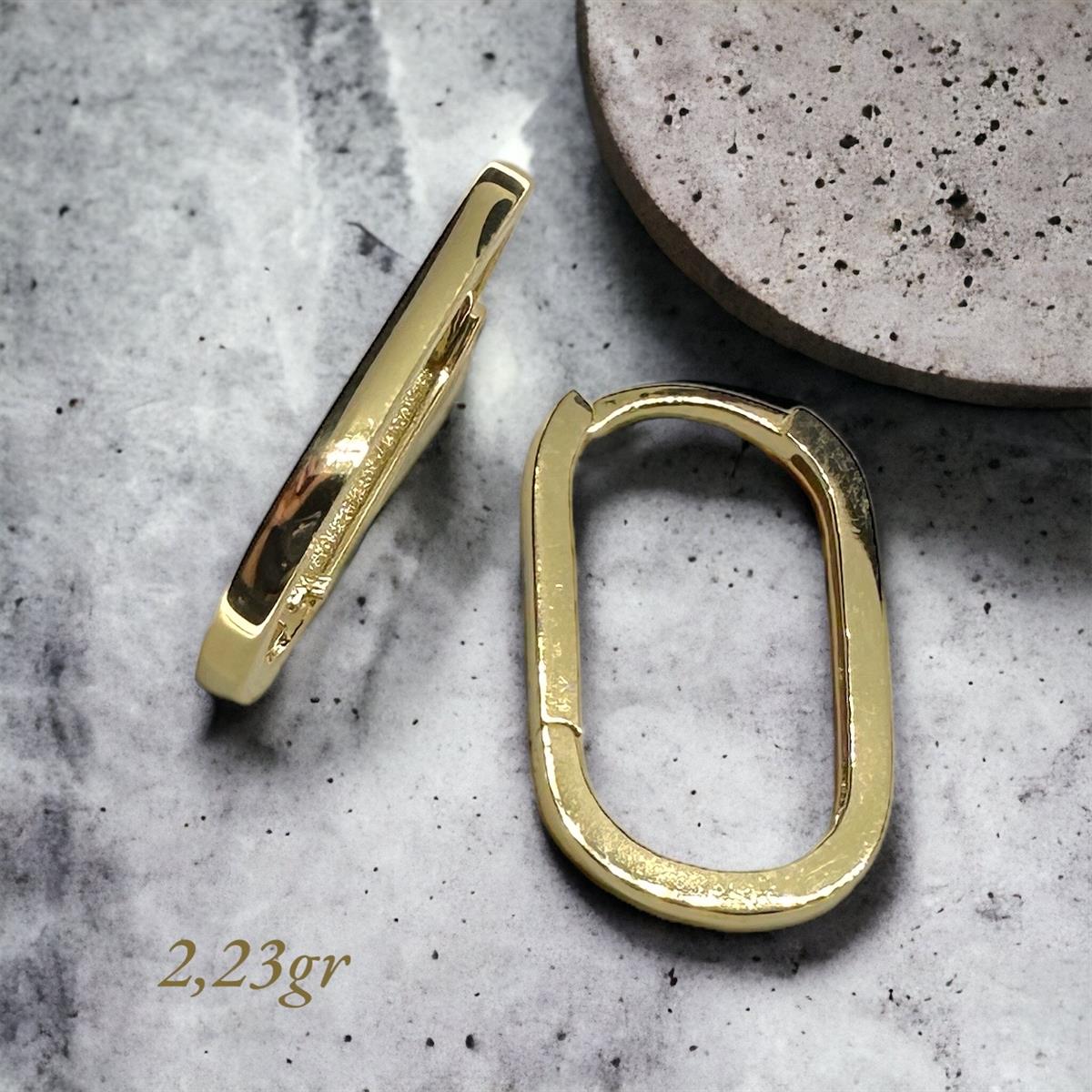 14 Ayar Oval Model Altın Küpe 