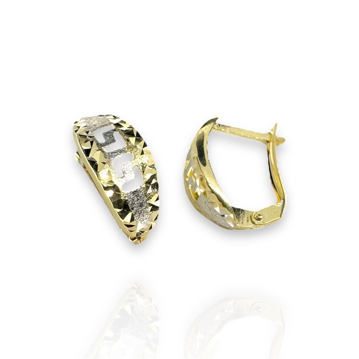 14 Ayar Pana Desenli Altın Küpe 