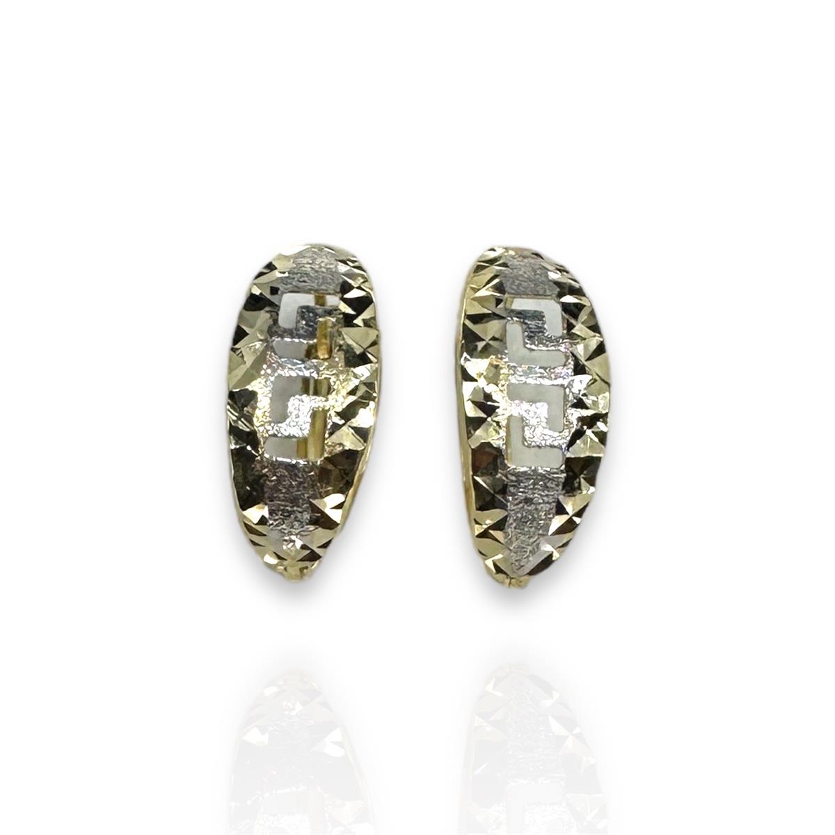 14 Ayar Pana Desenli Altın Küpe 