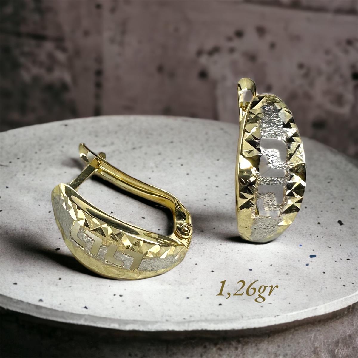 14 Ayar Pana Desenli Altın Küpe 