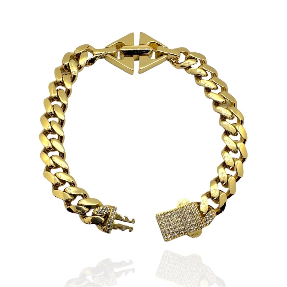 14 Ayar Taşlı Üçgen Modelli Füzyon Gurmet Bileklik