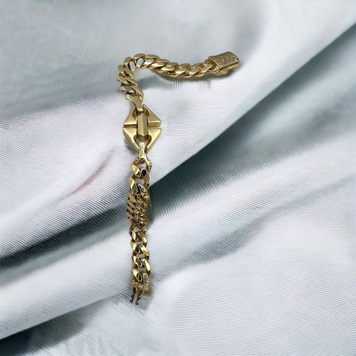 14 Ayar Taşlı Üçgen Modelli Füzyon Gurmet Bileklik