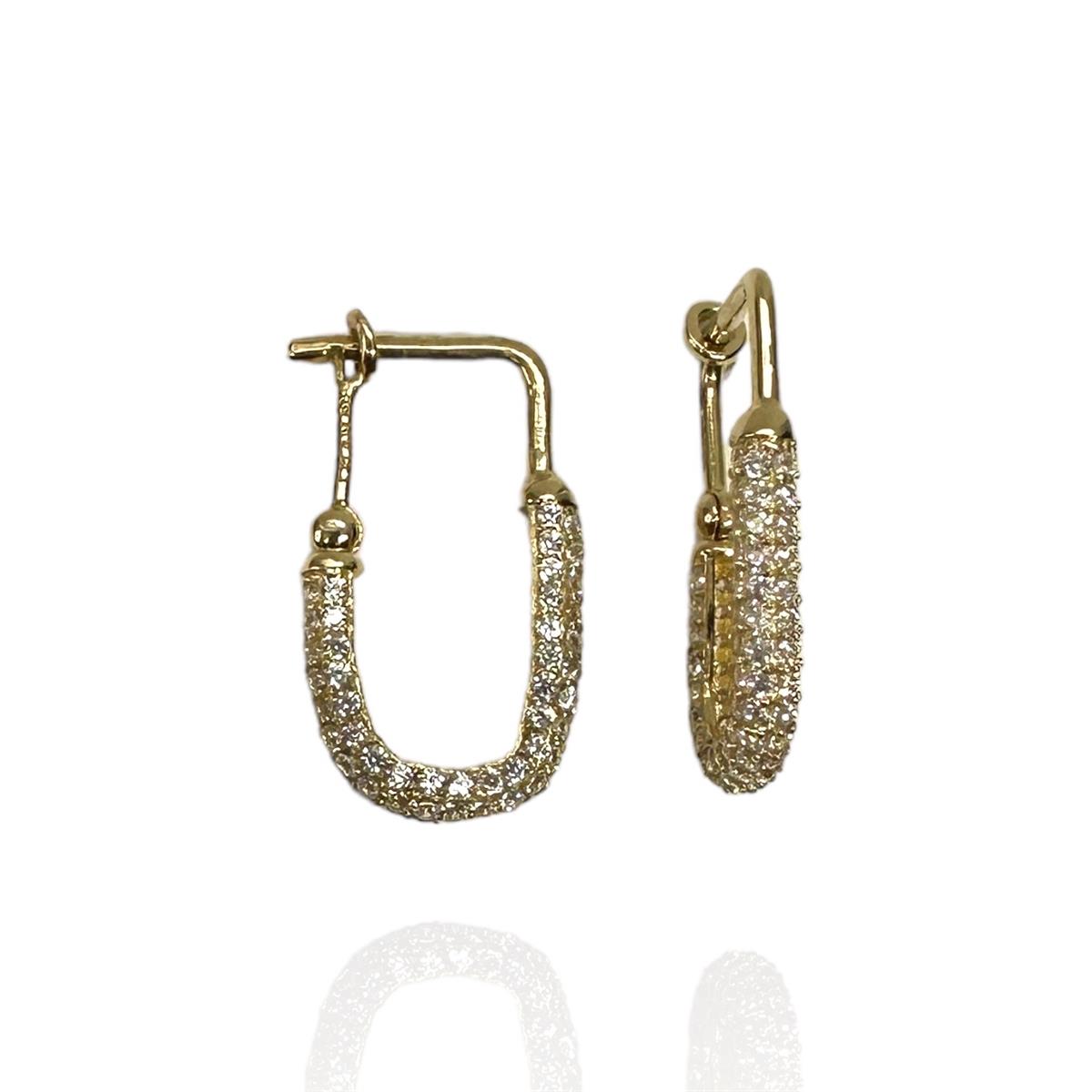 14 Ayar Taşlı Yuvarlak Model Altın Küpe 