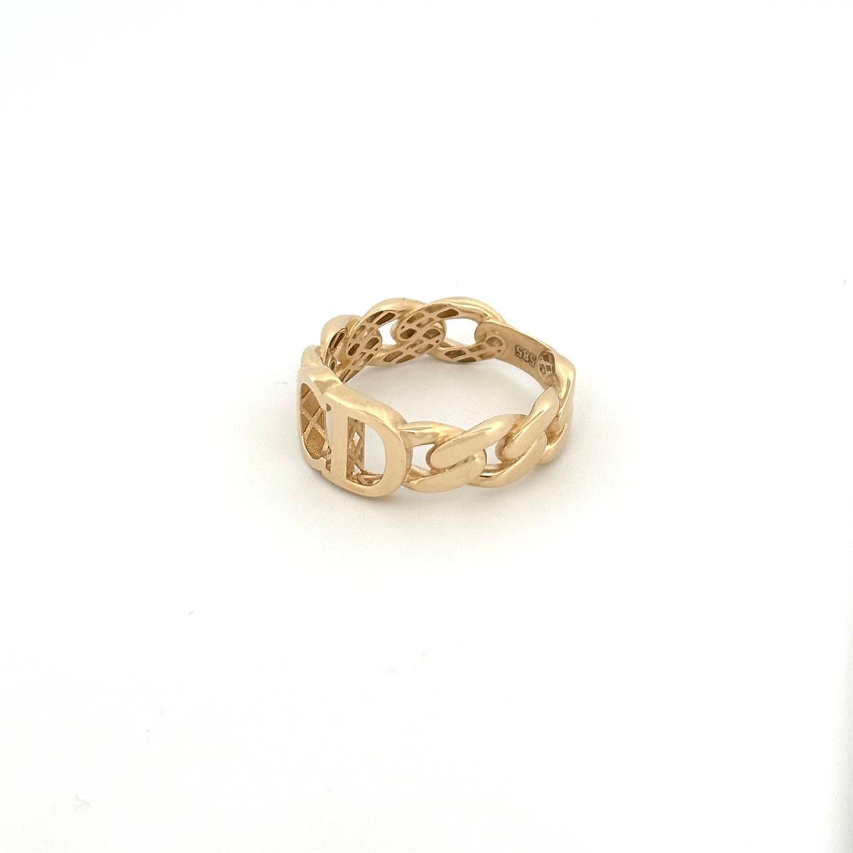 14 Ayar Taşsız Örme CD Detaylı Tasarım Altın Yüzük