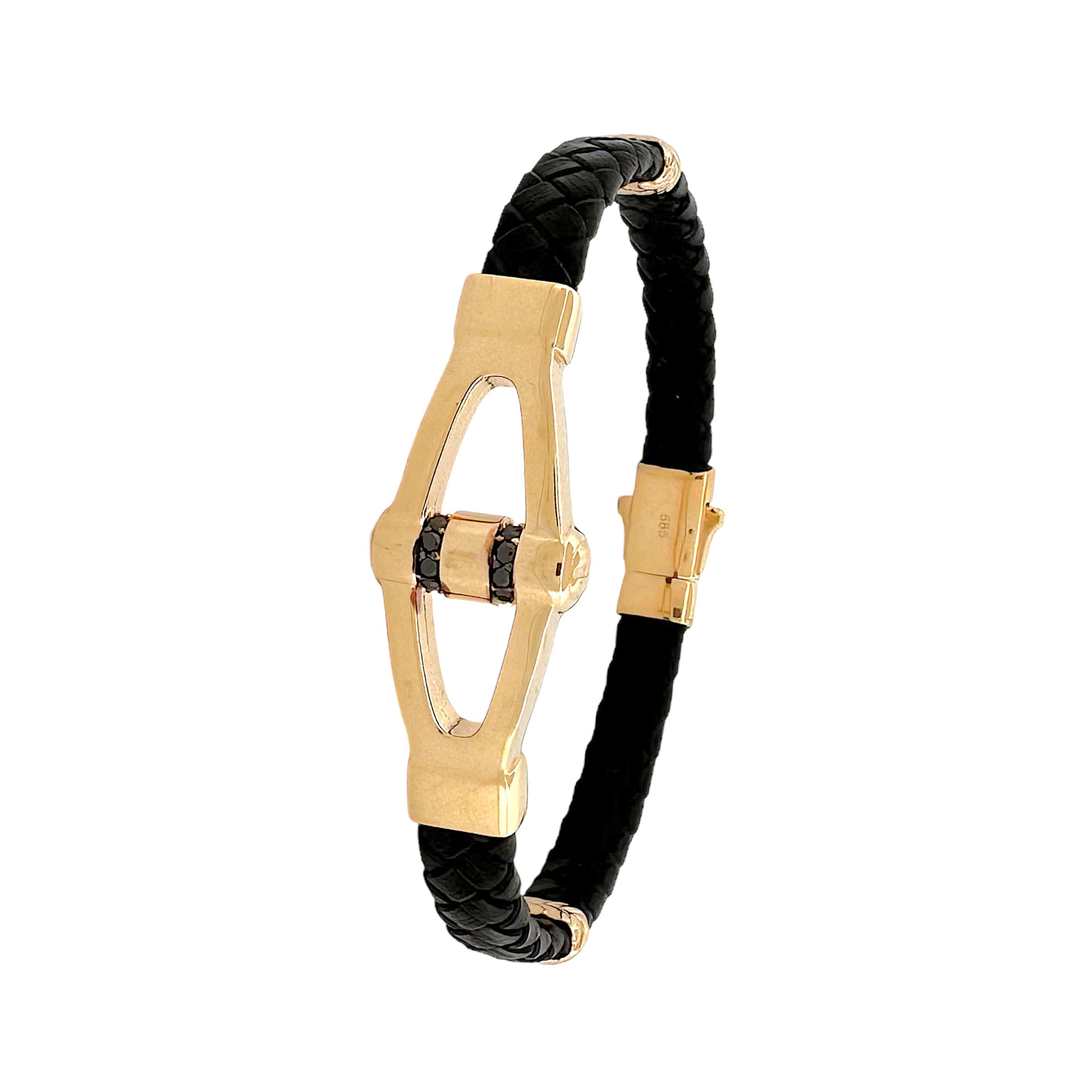 Altın Nesil - 14 Ayar Altın Tasarım Desenli Örme Kauçuk Bileklik