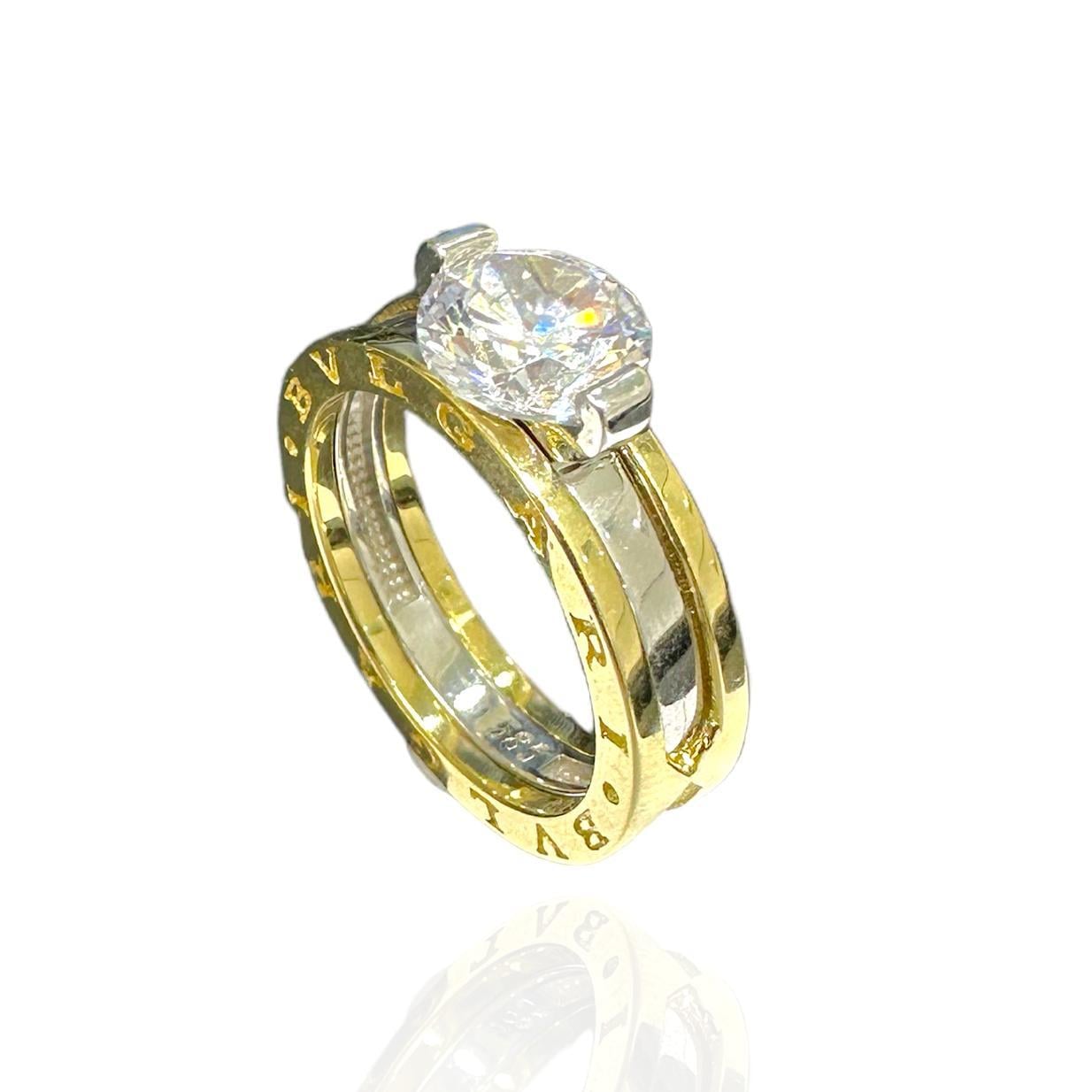 Hareketli İki Renkli Tektaş Yüzük 