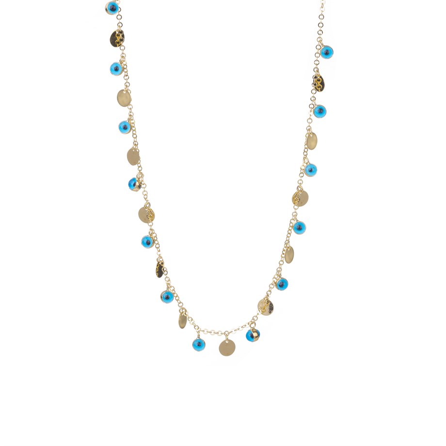 Pullu Boncuk Göz Altın Kolye 